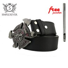 FIRE DEPT Metal Belt Buckle Suitable 3.8-4cm Wide Belt Red Mens Belt Buckle with Belt Jeans Accessories