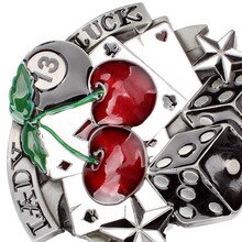 Fashion Dice Cherry Lady Luck Pattern Cowgirl Western Gamble Belt Buckle