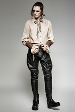 Fashion Men's Coffee Arm Warmers Male Gloves PU Leather Metal Button Cross Ropes Shirts Dressing Party