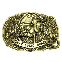 GWT Pure Brass Copper Belt Buckle Cowboy Vintage Antique