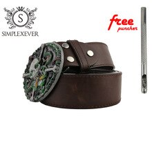 Ghost Pattern Zinc Alloy Skull Belt Buckle for Men Silver Metal Belt Buckle with Leather Belt As New Year Gifts