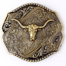Golden Bull head Western cowboy Belt Buckle Handmade homemade belt accessories waistband DIY rock style k53