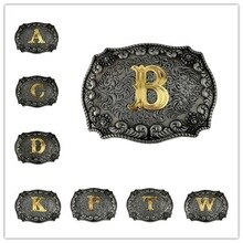 Golden Letters Belt Buckles for Men Metal Western Belt Buckle Head with Leather Belt As Birthday Gifts Drop Shipping