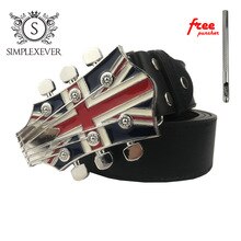 Guitar Belt Buckle with Pewter Finish with Red Enamel Metal Music Belt Buckle Suitable for 4cm Width Belt
