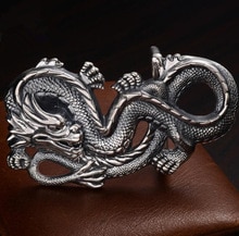 Handmade men's belt buckle 999 silver retro domineering dragon jewelry (SZ)