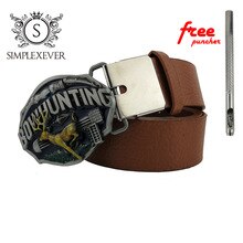 Hunting Belt Buckle with Silver Plating Metal Cowboy Men's Belt Buckles with Leather Belt Drop Shipping