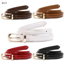 KLV Lady Candy Color Thin Belt Alloy Buckle Faux Leather Waist Chain Strap Waistband