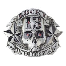 LUCKY 13 Skull skeleton belt buckle Belt DIY accessories Western cowboy style Smooth belt buckle Punk rock style