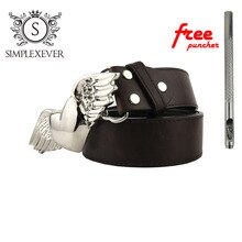 Leather Belts with Wing & Heart Design Silver Belt Buckle Clothes Fashion Mens Belt Buckle Head Drop Shipping