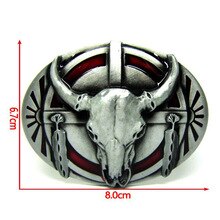 Longhorn Belt Buckle Vintage Western Bull Buffalo Men Casual Silver Oval Belt Buckle