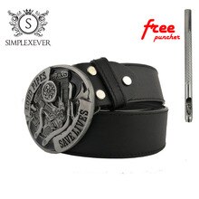 Loud Pipes Save Lives Motorcycle Engine Metal Belt Buckle, Silver Oval Belt Buckle with PU Belt for Men Dropshipping