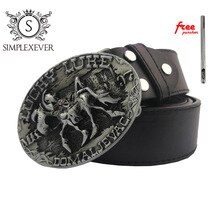 Lucky Luke Retro Silver Belt Buckle Oval Cowboy Belt Buckle Head Metal Classic Men Jeans Accessories with Belt