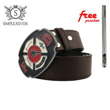 Luxury Belt Buckle for Men with Firefighters Logo, Western Metal Belt Buckle with Leather Belt As Birthday Gifts Dropshipping