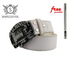 MACHINIST Metal Belt Buckles with Leather Belt for Men, Mens Belt Buckle Head Dropshipping As Birthday Gifts