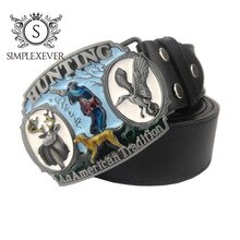 Magic Forest Hunting Deer Pattern Silver Metal Pin Buckles Fashion Trousers / Pants Diy Belts