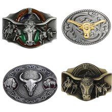 Men Women bull head cowboy belt buckle For 3.6-3.9cm belt Long Horn Bull Rodeo Western Cowboy Belt Buckle Accessories