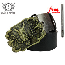 Men's Dragon Pattern Zinc Alloy Smooth Belt Buckle Suitable for 3.8 Cm Wide Belt Brass Dragon Belt Buckles for Men