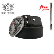 Men's Horse Belt Buckle Suitable for 4cm Width Belt Silver Metal Belt Buckle with Leather Belt As Birthday Gifts