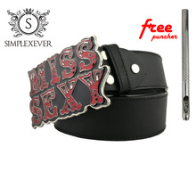Miss Sexy Belt Buckle Accessories for Women Silver Metal Belt Buckle with Leather Belt Free Puncher Dropshipping