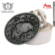 New 3D Silver Wild Pig Cowboys Belt Buckle Metal Belt Buckle Woman Man Jeans Jewelry Accessories