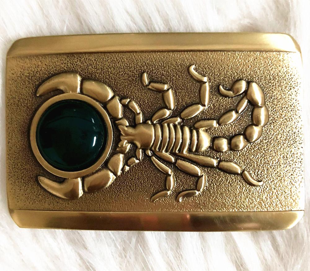 New Pure Copper Shiny Vintage Antique Belt Buckle   Scorpion&jade Western Cowboy Mens Fashion Fine Accessory