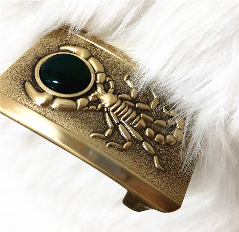 New Pure Copper Shiny Vintage Antique Belt Buckle   Scorpion&jade Western Cowboy Mens Fashion Fine Accessory