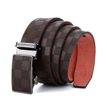 Newly Automatic Buckle Men's Genuine Leather Belt 2020 Fashion Casual Plaid Male Belts Luxury Brand Men's Belt Buckles For Men