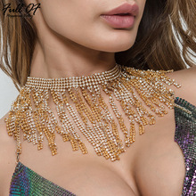 Novel Sexy fashion Women metal crystal diamond tassel Nightclub Lady Headwear Apparel Accessories Collar Stays wholesale 2020