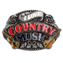 Novelty Country Belt Buckle 3D Music Guitar Metal Countryside Vintage Casual