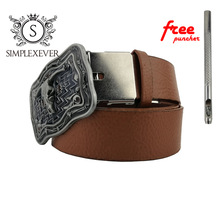 Novelty Western Cowboy Cow Head Belt Buckle Retro Silver Belt Buckle for Men with Leather Belt Drop Shipping