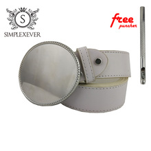 Oval Belt Buckle Head with PU Belt for Men Blank DIY  Belt Buckle Accessories for Women Nice DIY Birthday Gift