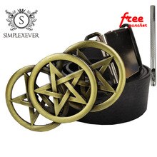 Pentagram West Cowboy Jeans Gift Belt Buckle with Antique Brass/solid Finish for 4cm Width Snap on Belt Mens Belt Buckles Head