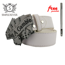 Poker Belt Buckle Suitable for 4cm Width Belt Silver Men's Belt Buckles with Belt Dropshipping