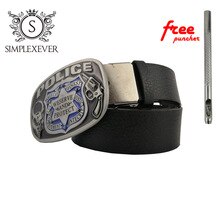 Police Metal Cool Belt Buckles for Man Unisex Western Fashion Buckle Cowboys Cowgirls Zinc Alloy Men's Belt Buckles with Belt