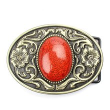 Pop Western Pattern Vintage Turquoise Arabesque Men's Leather Belt Buckle Metal