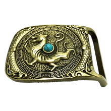 Pure Copper Vintage Antique Belt Buckle Big Fortune Chinese White Tiger Western Cowboy Mens Fashion Fine Accessory