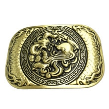Pure Copper Vintage Antique Belt Buckle Dragon & Phoenix Western Cowboy Mens Fashion Fine Accessory