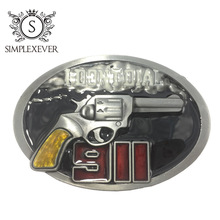 Retro I Don't Dial 911 Gun Belt Buckle Western Jeans Gift Belt Buckle with Silver Plating Men's Belt Buckle As Gifts