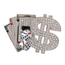 Rhinestone Poker Dice Dollar Belt Buckle Hip Hop Western Cowboy Cowgirl Buckle