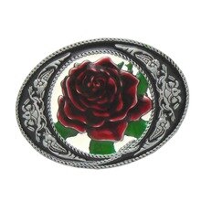 Rose Flower Pattern Cowgirl Western Metal Belt Buckle For Leather Belt DIY