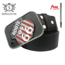 Route 66 Belt Buckle with Metal Cowboy Belt Head Man Woman Belt Jewelry Accessories for 4cm Wide Belt