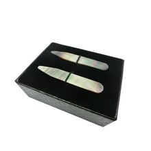 SHANH ZUN Natural Mother of Shell Pearl Collar Stays Mens Accessories Pack of 2 2.37 Inches