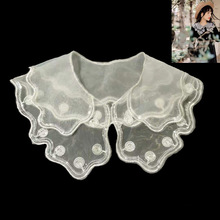 Sequin embroidery double layer fake collar wild decoration spring with fashion  women's dress sweet Korean version