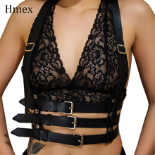 Sexy Punk Goth Body Bondage Garter Belt Women Black Leather Bra Harness Waist Straps Suspenders  Hot