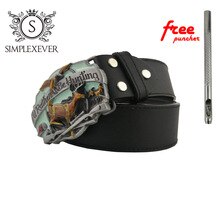 Silver Hunting Belt Buckle for Men Deer Metal Belt Buckle Cowboy Cowgirl Jeans Accessories