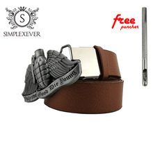 Silver Men's Belt Buckle 3D Cowboy and Cowgirl Metal Tool Western Belt Buckles with Leather Belt As New Year Gifts