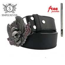 Silver Skull Belt Buckle Suitable for 4cm Width Belt with Continous Stock Men's Metal Belt Buckle with Leather Belt