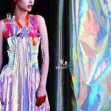 Thin Laser colour fluorescent fabric Waterproof clothes bags stage costume Dress DIY creative garment design fabric