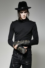 Unique Men's Arm Warmers Male Cuffs Rivet Metal Buckle Decoration PU Leather Gloves Fashion Party Dressing