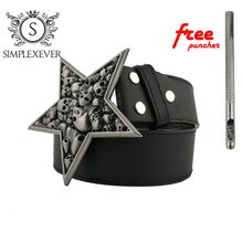 Vintage Stylish Skull Head Men' Belt Buckle Silver Metal Belt Buckle Clothes Accessories Withe Leather Belt